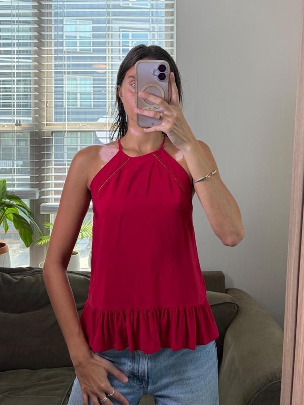 Amanda Uprichard red silk top